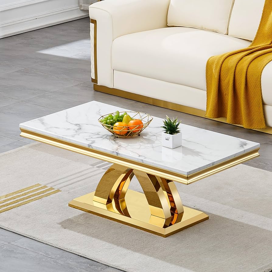 Marble-Top Coffee Table – Luxury Living Room Centerpiece