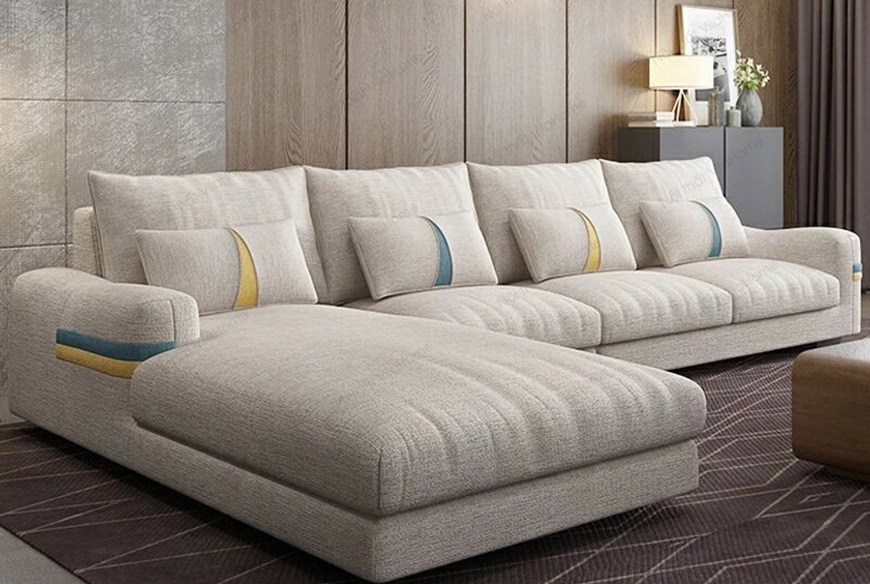 Luxury L-Shaped Sectional Sofa with Chaise – Plush Velvet Blend Fabric